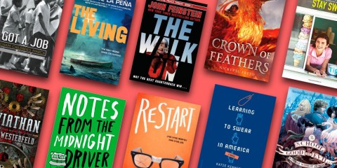An array of books covers featuring titles from this post on a red background. 
